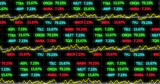 Image of stock market display with stock tickers and graphs 4k