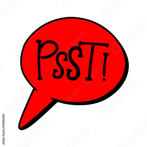 Psst word. Comic speech bubble. Text sound effects.