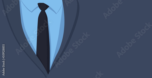 Fotografiet Panoramic design web background formal suit with tie, space for advertising text