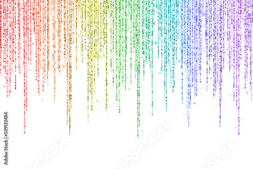 Rainbow glitter decoration long garland on white background. Vector