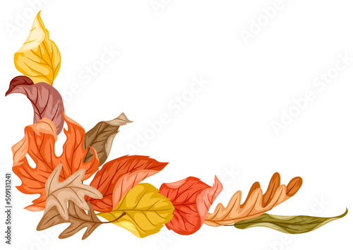 Decorative element with autumn foliage. Illustration of leaves.