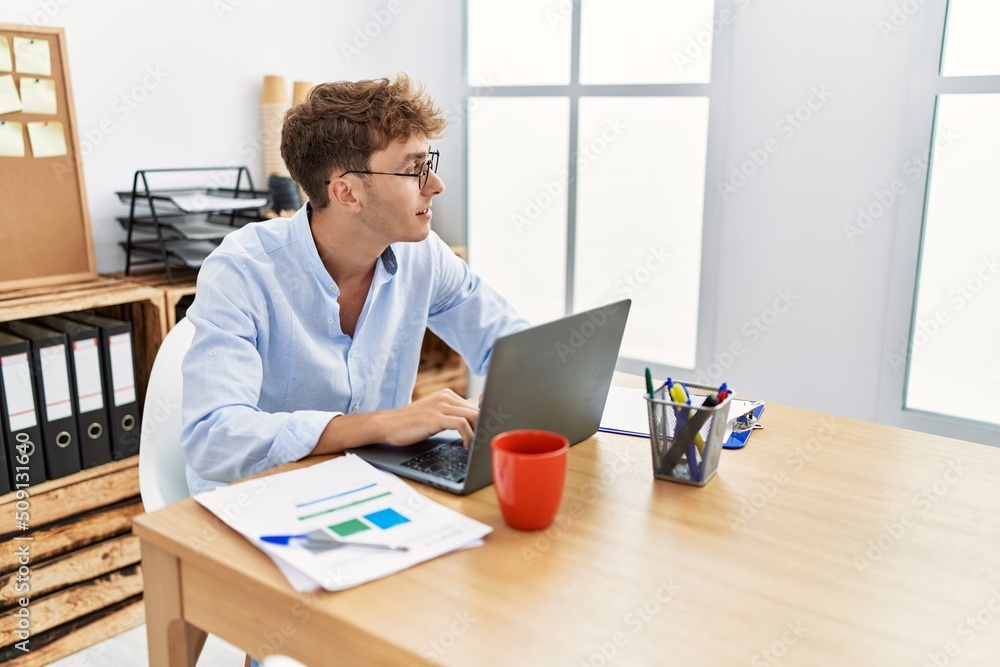Young caucasian man smiling confident working at office Young caucasian man smiling confident working at office