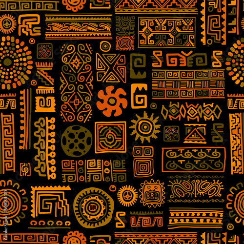 Ethnic handmade ornament, seamless pattern