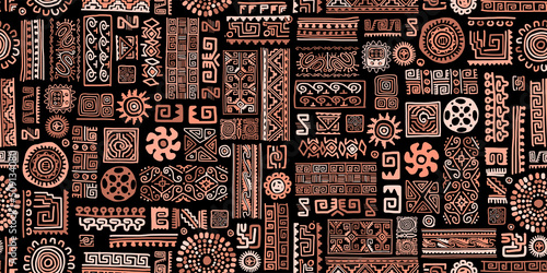 Ethnic handmade coral ornament, seamless pattern