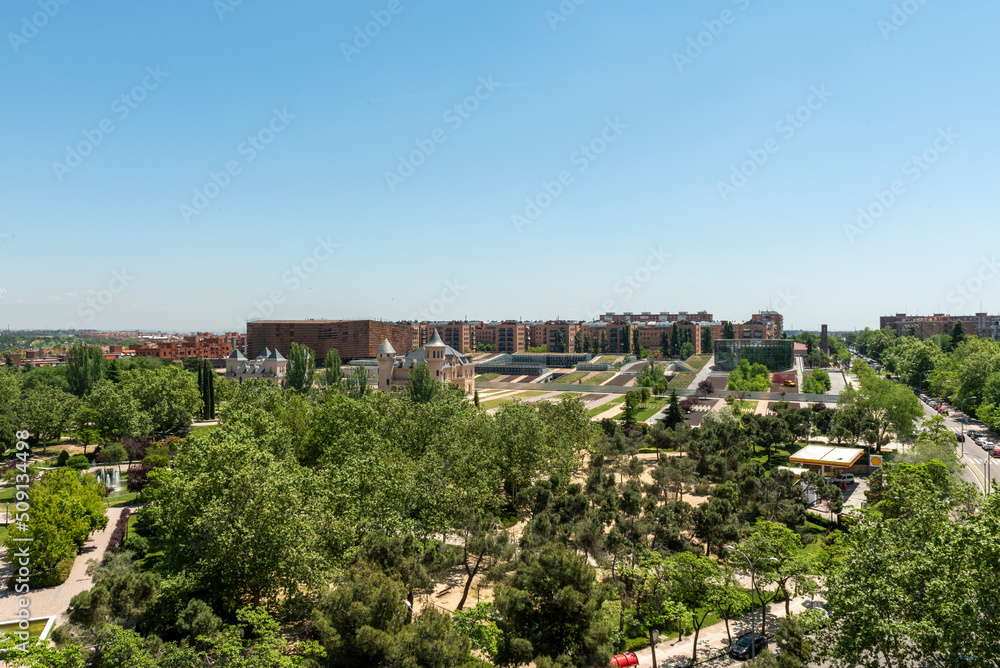 Residential buildings, parks and gardens and representative building of the city of Alcorcón to the south west of Madrid