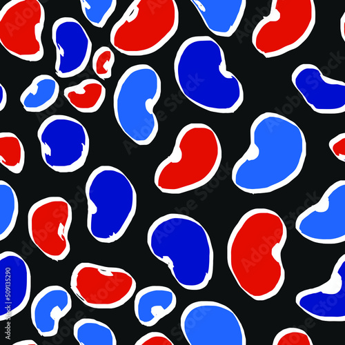 beans of bean ( beans ) grain seamless pattern design  Beans and legumes seamless pattern. Vector illustration of beans in cartoon flat style. Organic healthy food background