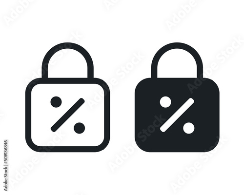 Lock percentage icon. Vector illustration