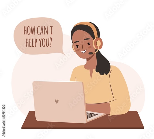 Fényképezés Customer service agent concept. Girl support rep