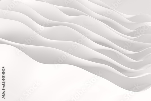 Wavy white abstract 3D render geometrical background