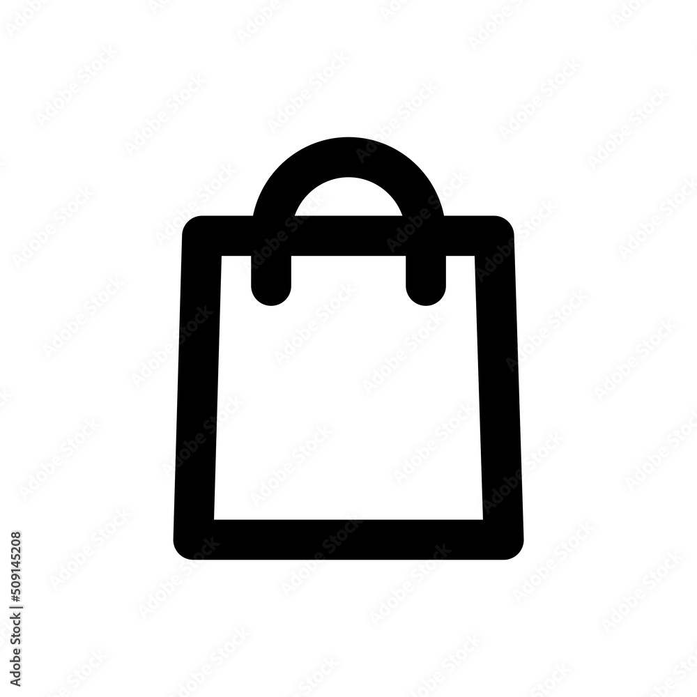 Simple shopping bag icon, Vector outline icon on white background. Simple shopping bag icon, Vector outline icon on white background.