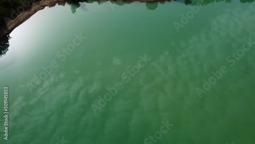 Lake of Castel San Vincenzo, an artificial turquoise lake that is part of the Mainarde Oasis within the National Park of Abruzzo, Lazio and Molise. Castel San Vincenzo, Italy, 06 June 2022.