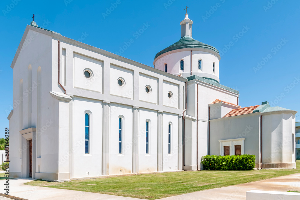 The church of Santa Rosa in Calambrone, Pisa, Italy, on a sunny day