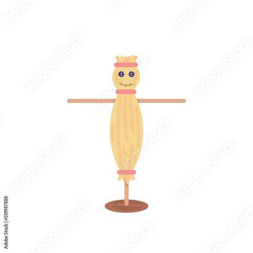 scarecrow, straw man. doll. flat cartoon illustration. design elements
