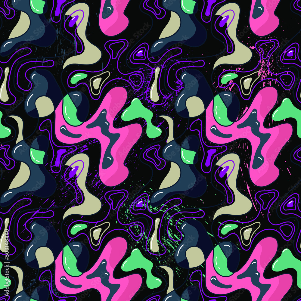 Naklejka premium Abstract trendy unusual seamless pattern with wave shapes and lines
