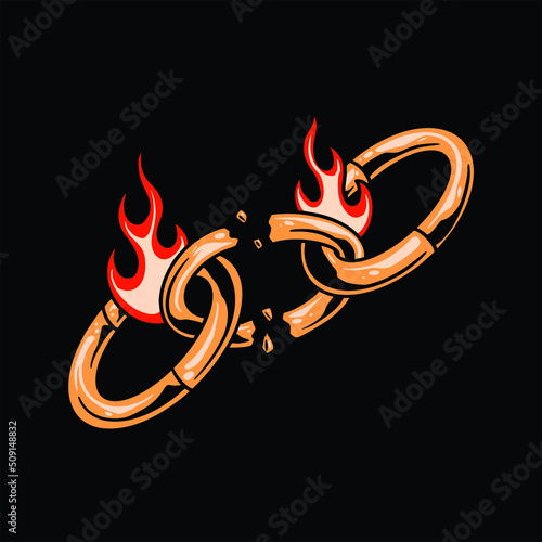 broken chains tattoo vector design