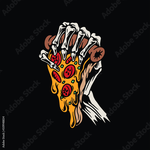 dead pizza tattoo vector design