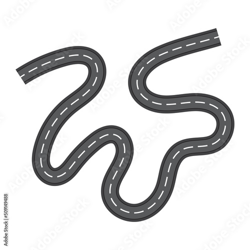 Zigzag road icon, racing map symbol isolated on white background