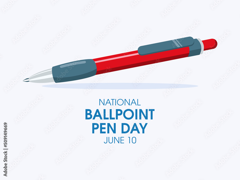 National Ballpoint Pen Day vector. Red ballpoint pen vector. Writing  utensil icon. June 10. Important day Stock Vector | Adobe Stock