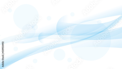 青のなめらかなウェーブと円の背景