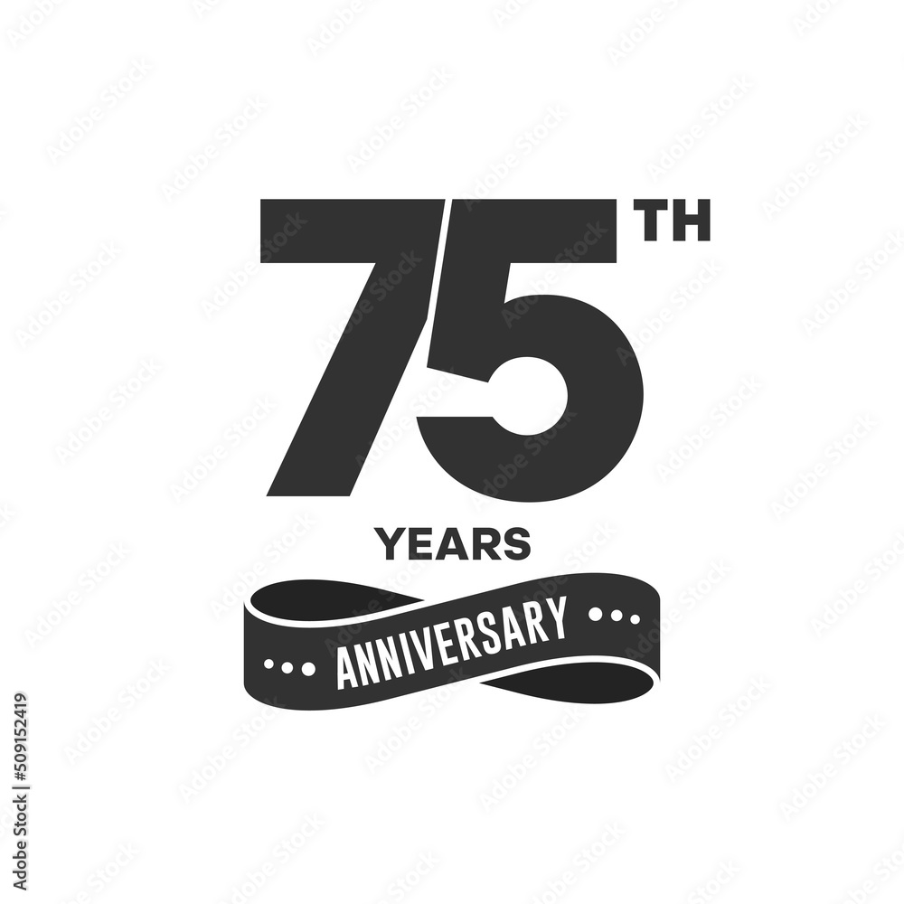 75 years anniversary logo with black color for booklet, leaflet ...