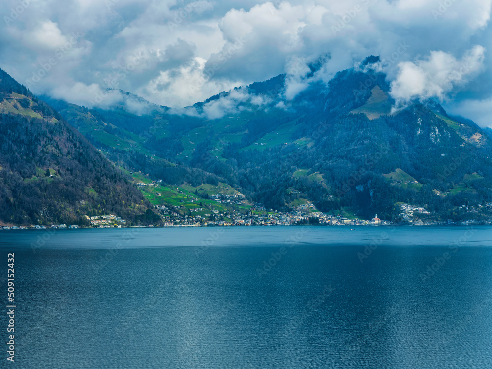 Beautiful Swiss village on Lake Lucerne, Switzerland