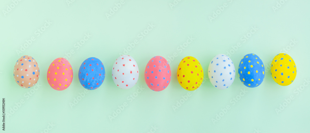 Colorful eggs on green background Colorful eggs on green background