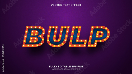 Editable 3d Vector RED Frame Bulb Sign Cinema Vector Text Effect