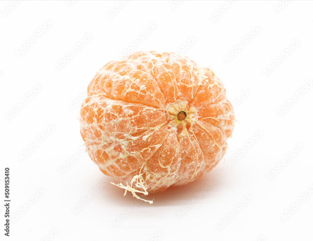 slice Tangerine or komola isolated on white background, side view slice Tangerine or komola isolated on white background, side view