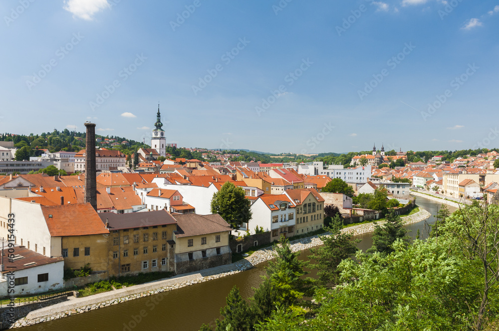 Trebic town in the Czech Republic seen from above