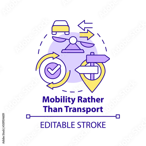 Mobility rather than transport concept icon. Maas concept component abstract idea thin line illustration. Isolated outline drawing. Editable stroke. Arial, Myriad Pro-Bold fonts used