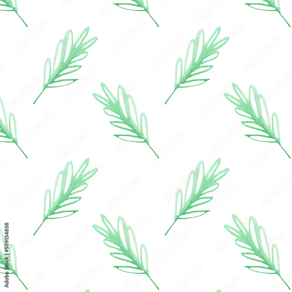 Fototapeta premium Watercolor leaves pattern. Soft and nice print for textiles, phone or notebook covers, wedding invitations, and much more