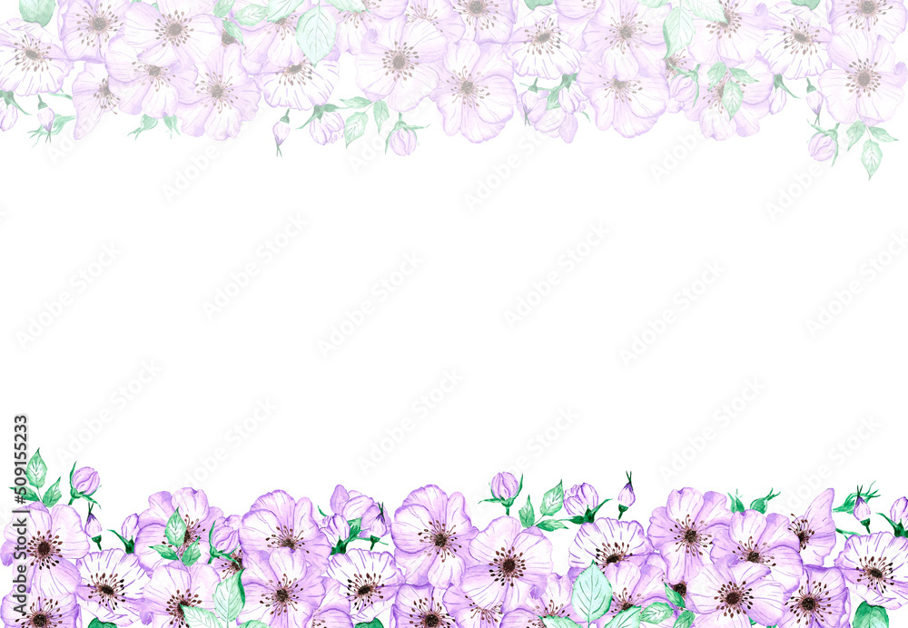 Handdrawn anemone frame. Watercolor wind flower on the white background. Scrapbook design elements. Typography poster, wedding card, label, banner design set. Handdrawn anemone frame. Watercolor wind flower on the white background. Scrapbook design elements. Typography poster, wedding card, label, banner design set.
