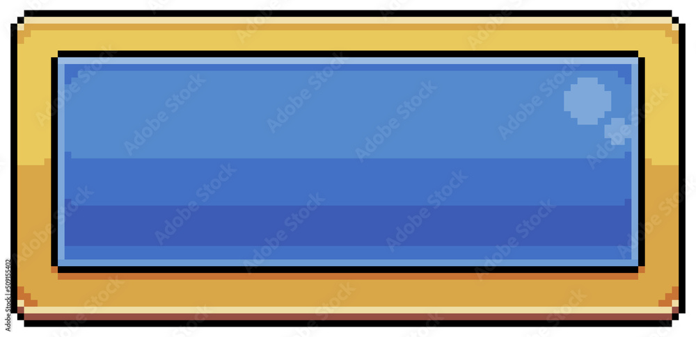 Pixel art blue rectangular button for app game interface vector icon for 8bit game on white background
Pixel art blue rectangular button for app game interface vector icon for 8bit game on white background