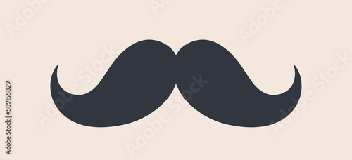 Black mustaches. Silhouette black vintage moustache isolated on white background. Symbol of Fathers day, sign for Barber Shop. Retro curly hipster moustaches, old fashion style. Vector illustration