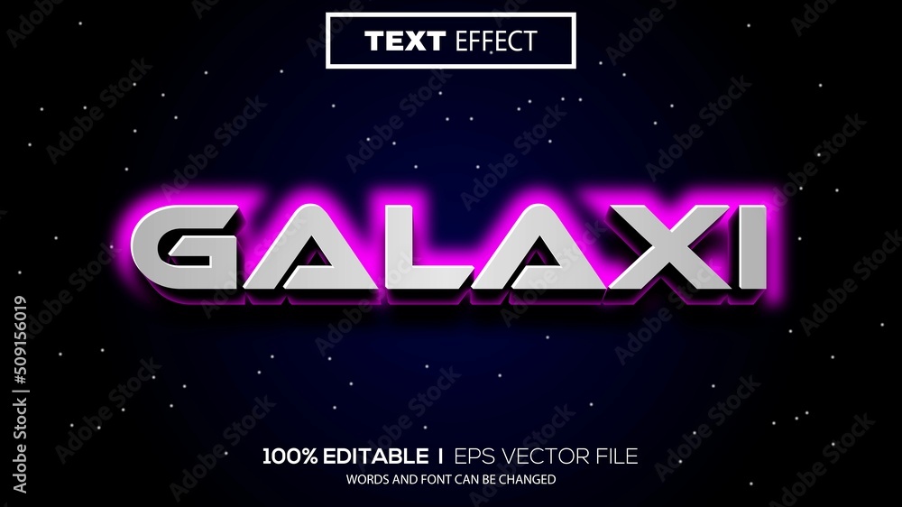 3d editable text effect galaxy theme premium vector