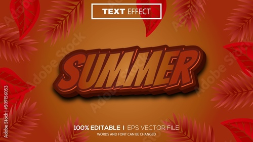 3d editable text effect summer theme premium vector