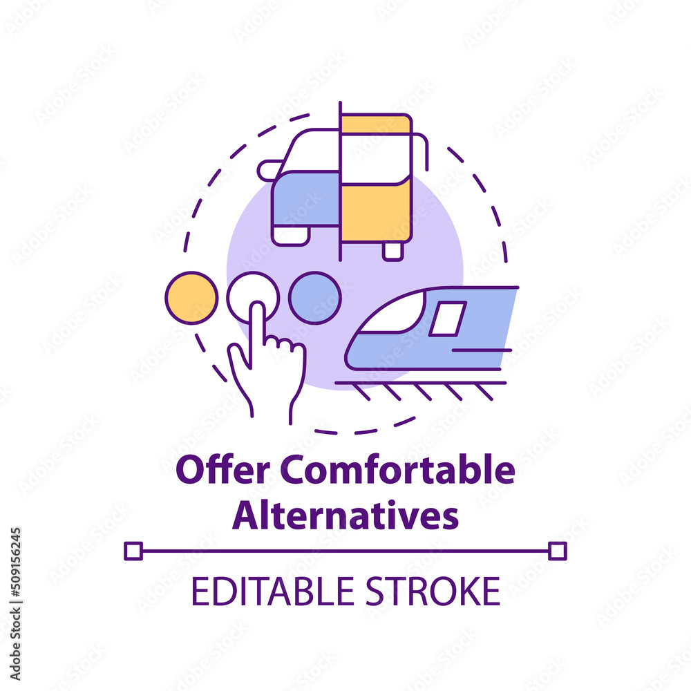 Offer comfortable alternatives concept icon. Building mobility service abstract idea thin line illustration. Isolated outline drawing. Editable stroke. Arial, Myriad Pro-Bold fonts used