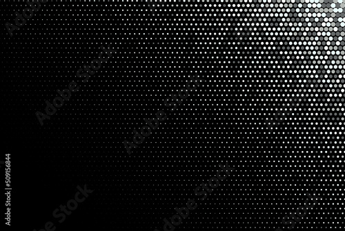 Decorative background of silver dots on a dark background, silver vector halftone