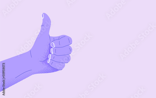Hand Showing Symbol okay or alright. Gesture of Thumb up. Like Positive.