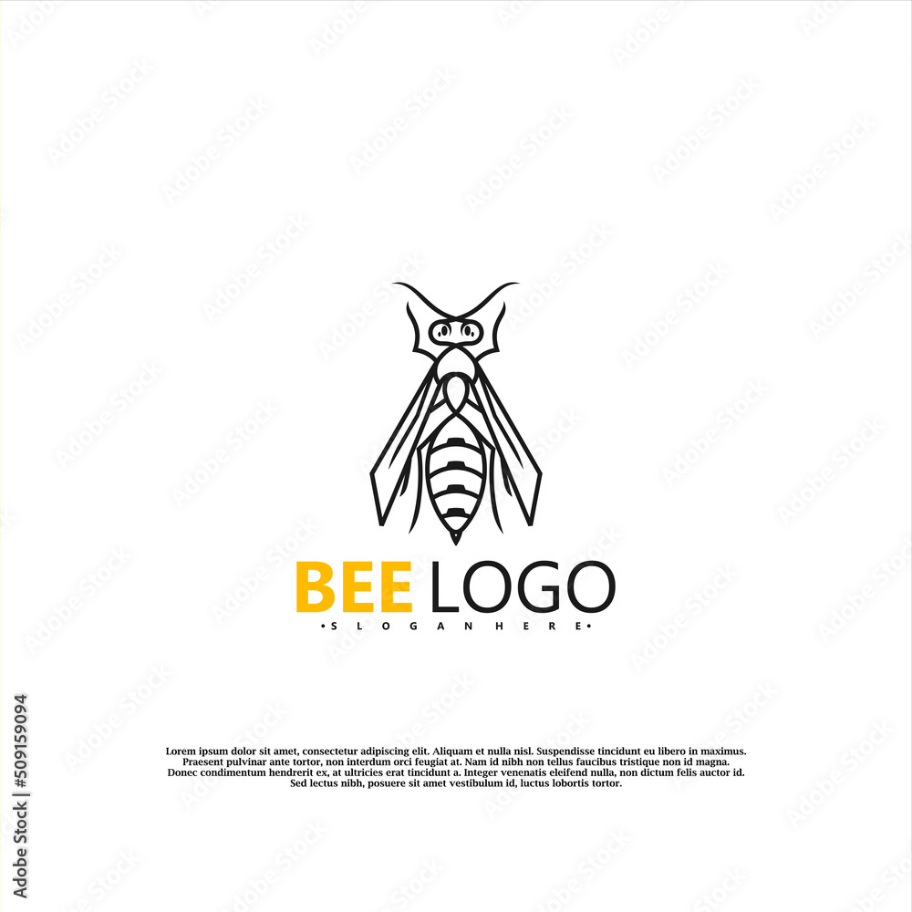 Fototapeta premium Bee logo icon vector illustration design. Bee animal logo modern concept