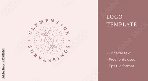 Linear graphic logo of female hands of beauty artist line style