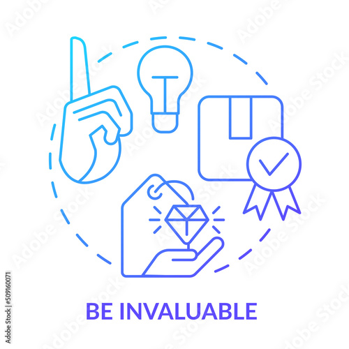 Be invaluable blue gradient concept icon. Communication part abstract idea thin line illustration. Dependable salesperson. Gaining trust. Isolated outline drawing. Myriad Pro-Bold font used