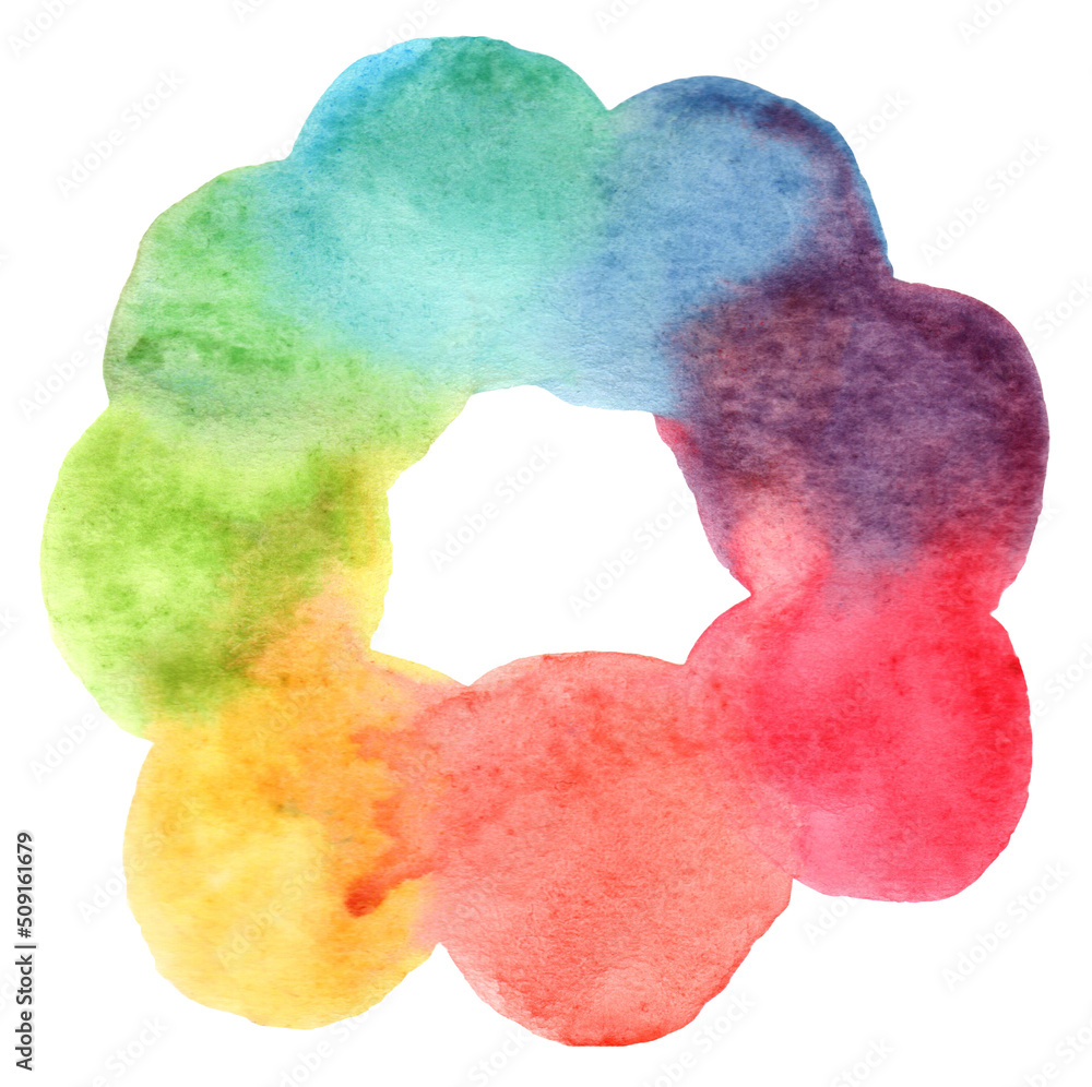 Hand drawn watercolor Color wheel isolated on white background. Spectrum illustration. Color circle.