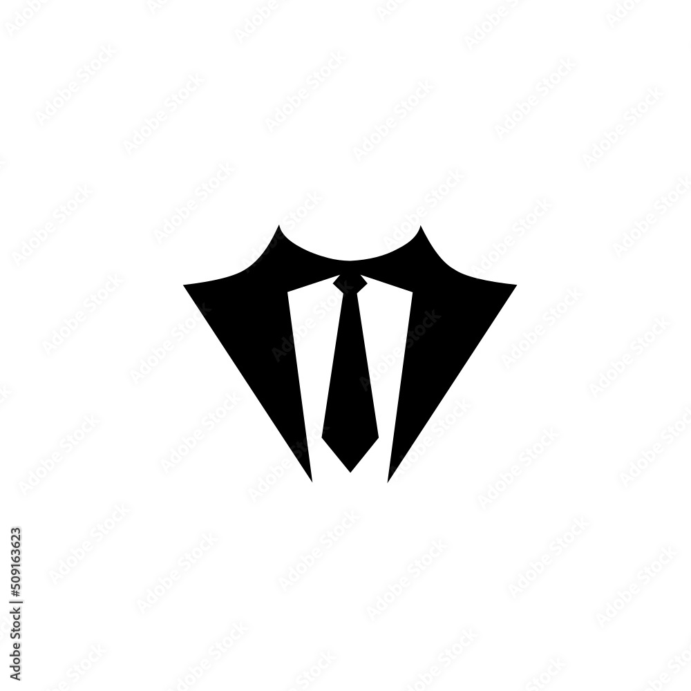 black suit and tie icon on white background black suit and tie icon on white background