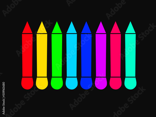 color pencil vector on black background