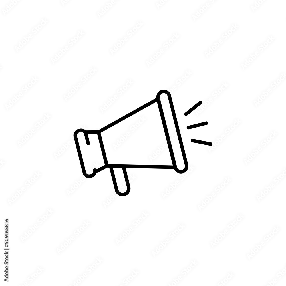 Speaker icon. Loud announce. Loudspeaker sign. Shout in megaphone. Bullhorn alert. Noise speaker. Speak news announcement. Loud sound horn. Notify icon isolated on white background. Vector eps 10 Speaker icon. Loud announce. Loudspeaker sign. Shout in megaphone. Bullhorn alert. Noise speaker. Speak news announcement. Loud sound horn. Notify icon isolated on white background. Vector eps 10