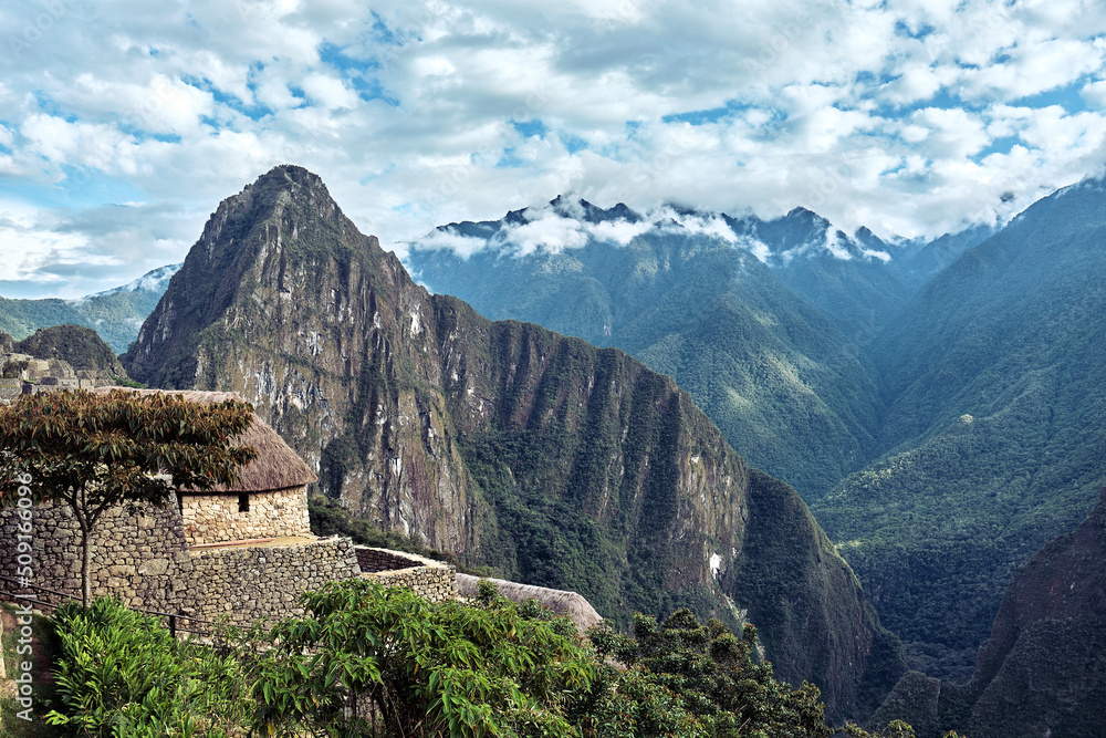 Machu Picchu in the Andes. Mountain landscape in Peru.