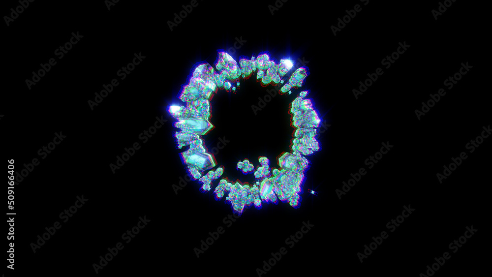 glitchy font of gemstones with chromatic aberrance - letter Q, isolated - object 3D illustration glitchy font of gemstones with chromatic aberrance - letter Q, isolated - object 3D illustration