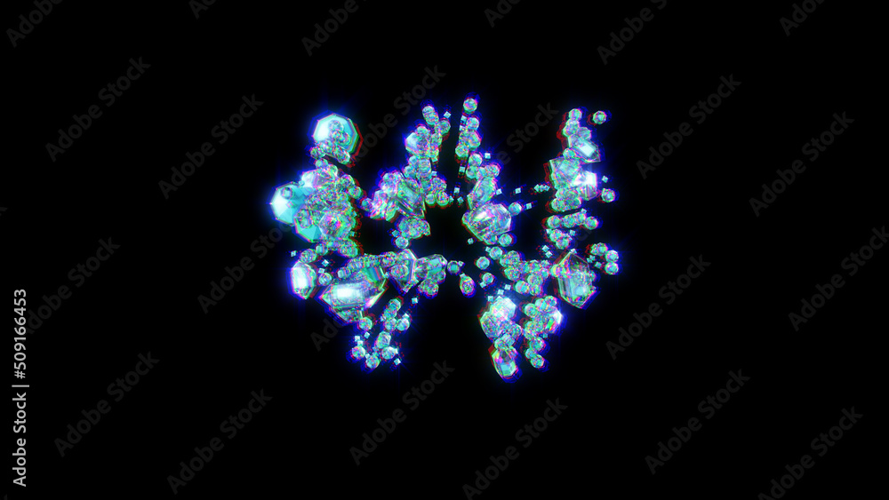 distortion font of gems with chromatic aberrations - won sign, isolated - object 3D illustration distortion font of gems with chromatic aberrations - won sign, isolated - object 3D illustration