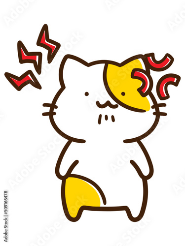 イライラして怒りっぽいかわいいねこのデフォルメイラスト